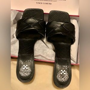 Vince Camaro Black Open Toe Sandal with Heel